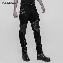 Панк рейв для мужчин стимпанк рок мотоциклетные кожаные брюки готический мода тяжелый металл личности панк брюки