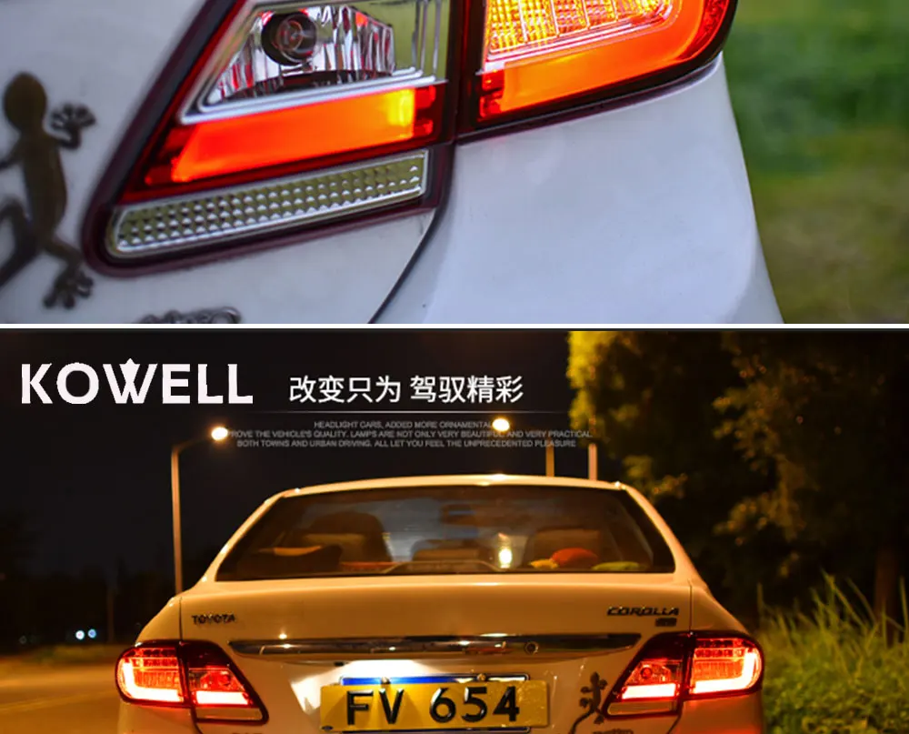 KOWELL автомобильный Стайлинг для Toyota Corolla 2011 2012 2013 Тайвань задний светильник s светодиодный задний светильник DRL+ тормоз+ сигнал авто аксессуары