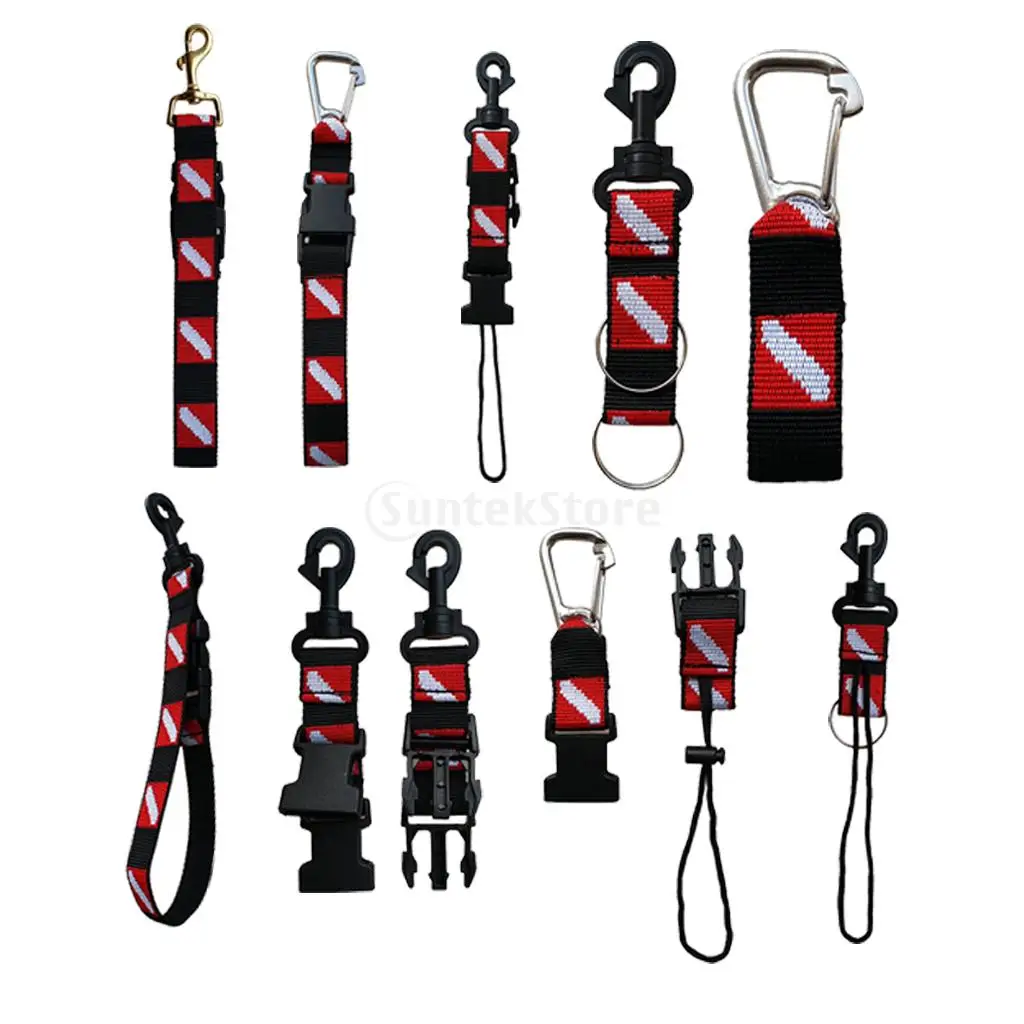 Dive Holder Lanyard Webbing Strap Clip for Scuba Diving Snorkeling BCD Camera, Light, Mouthpiece, Fin, Mask Gear Accessories