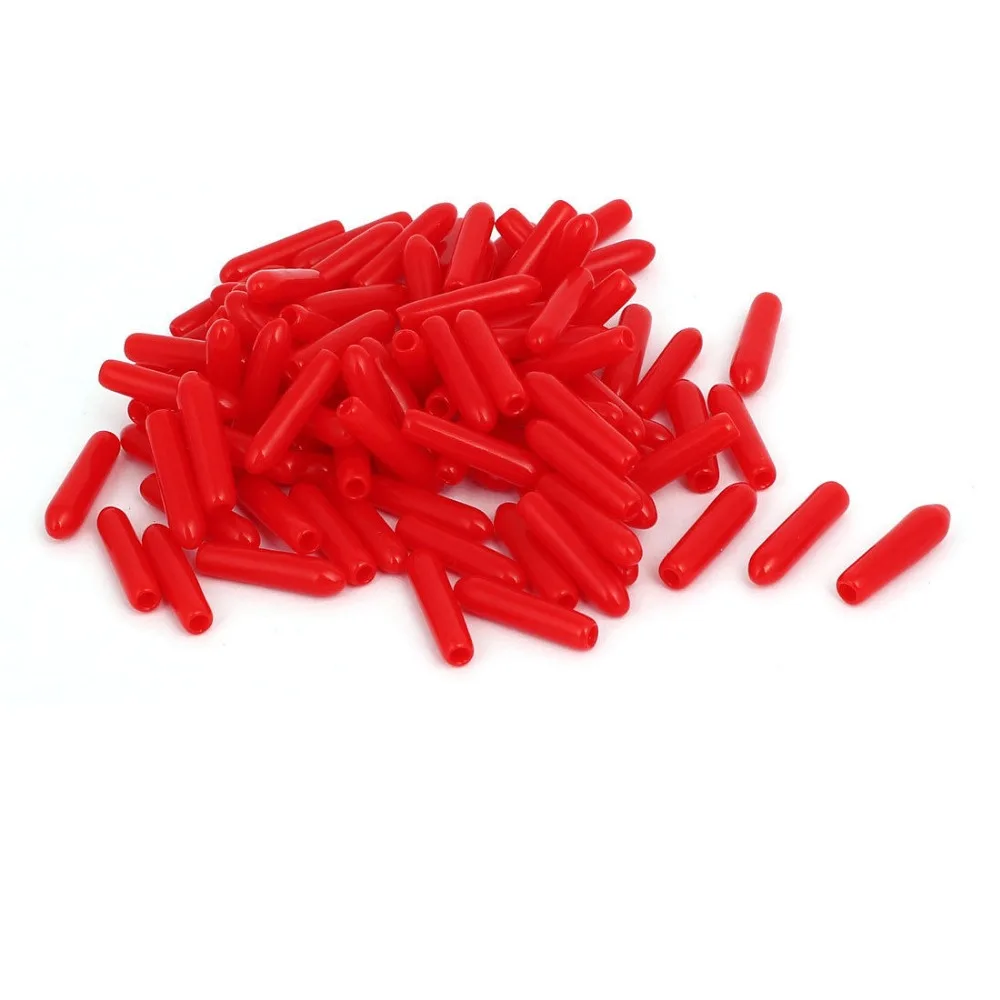 

3mm Inner Dia Rubber Hose End Cap Screw Thread Protector Cover Red 50pcs