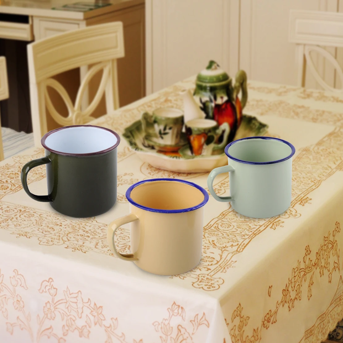 

LETAOSK 8cm Outdoor Home Vintage Style Handmade Enamel Cup Mug for Drinking Coffee Bear Tea Camping Hiking Gift