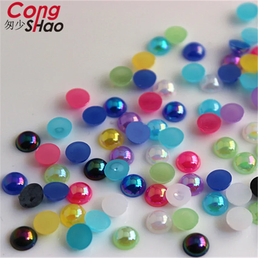 Cong Shao, 300 шт, 6 мм, AB, цветные, сделай сам, 3D, для маникюра, Типсы, круглые акриловые стразы, плоские с оборота, не исправляют ногти, ремесло, украшение ZZ588