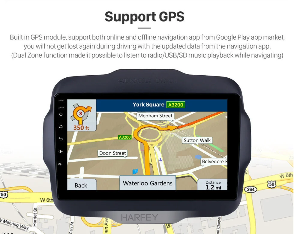 Cheap Harfey Car Multimedia Player for 2016 Jeep Renegade 9 inch Touchscreen Android 8.1 GPS Navi Radio with Mirror Link WIFI Music 7