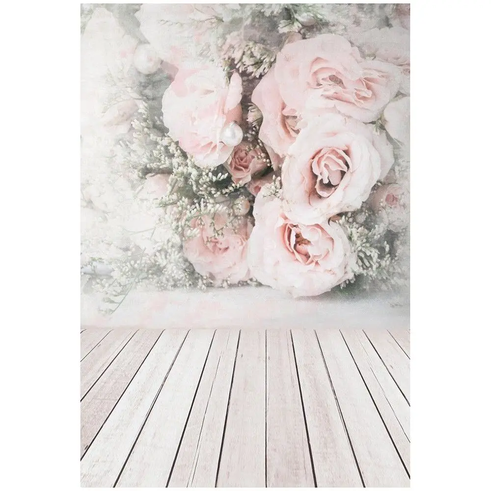 

5x7ft Pink romantic flowers Backdrop Photography Studio Props Background Viny