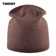 TQMSMY женская зимняя теплая шапка Skullies шапки для женщин шапка женский шерстяной Повседневный горный хрусталь Gorros Beanies шапки TMD37