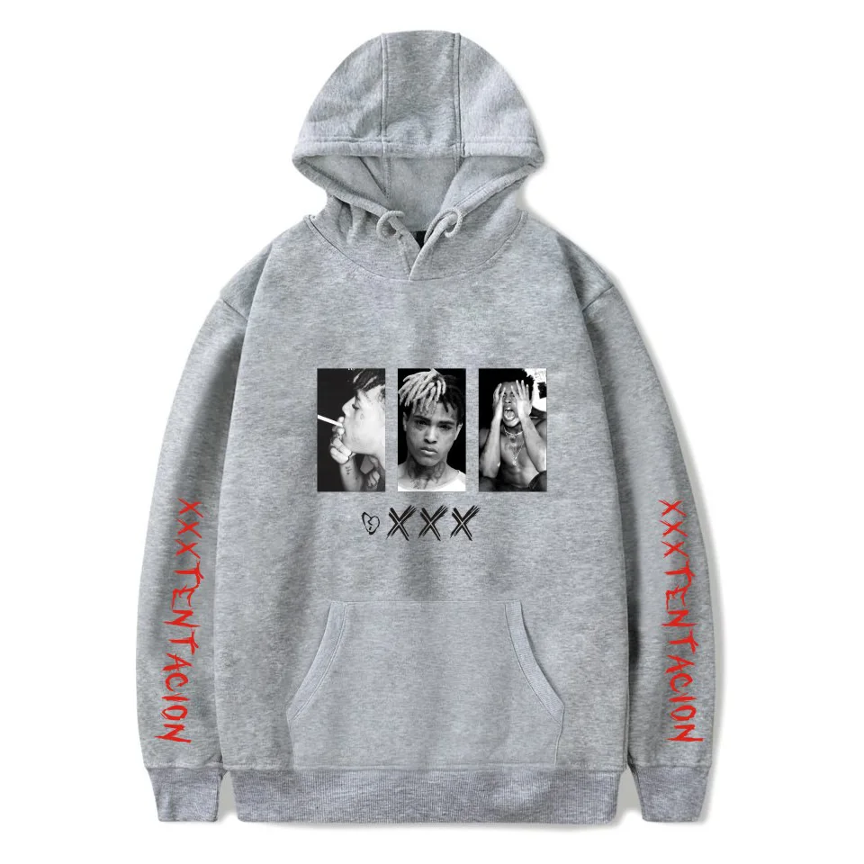 Месть XXXTentacion толстовка с капюшоном для мужчин и женщин Повседневный пуловер уличная одежда Sudadera Hombre Harajuku Мужской капюшон с круглым вырезом толстовки - Цвет: gray2