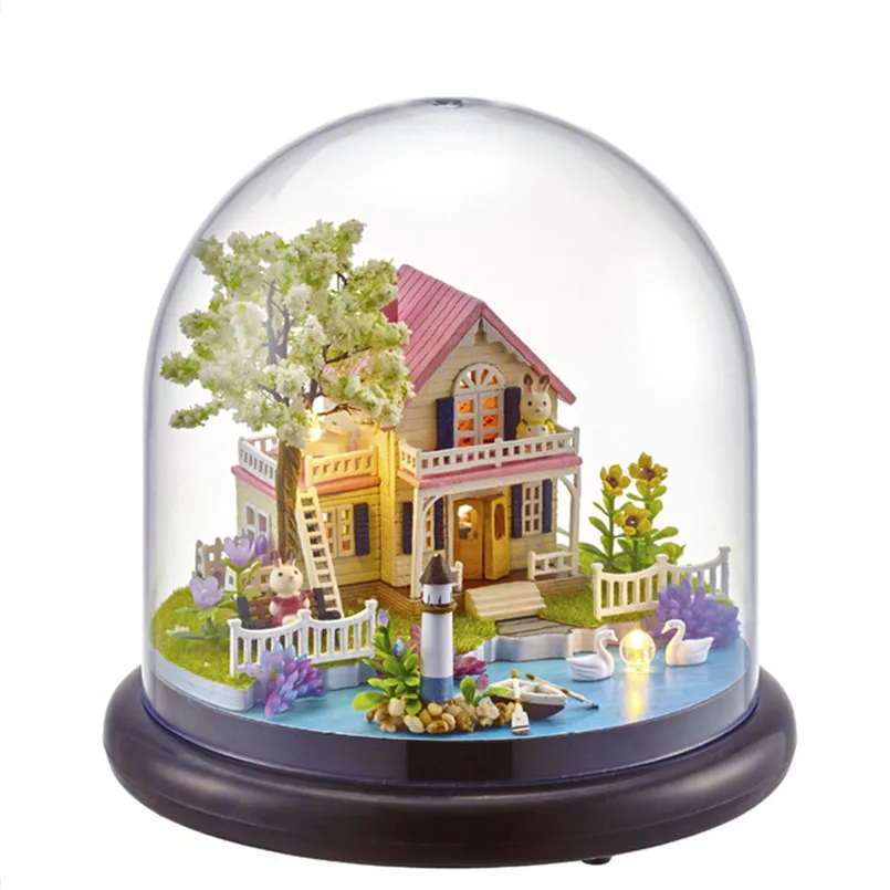 

Miniature Doll House Furniture 3D Dollhouse Kits Assembling Toys for Children,"Spring of Flowers" Miniatura Wood Dolls Houses