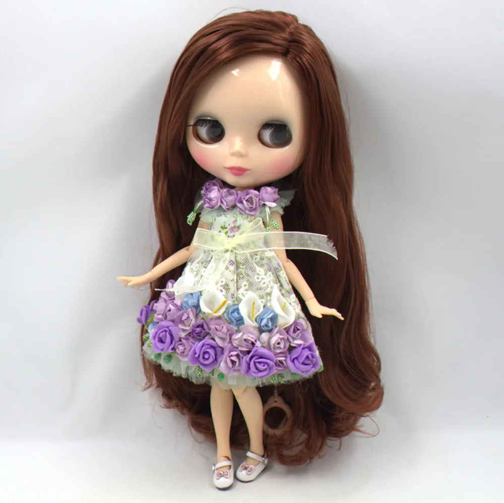 Наряды forBlyth кукла фиолетовый цветок платье костюм для 1/6 azone BJD pullip licca