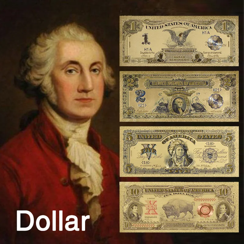 24k Warna Gold Banknote Rare America Set 1899 & 1901 Edition Kertas Wang Bersadur Warna Kertas Emas Koleksi Hadiah Perniagaan