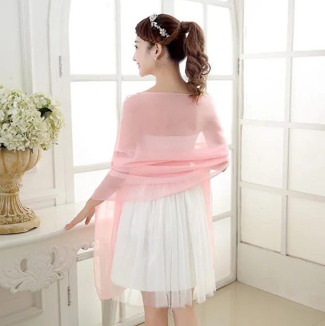 2018 Causa Donne Chiffon Avvolge e Scialle 200*45 cm scialli per la cerimonia nuziale del Vestito sciarpa Lunga Involucri Nuziali per Vestito da Partito di sera