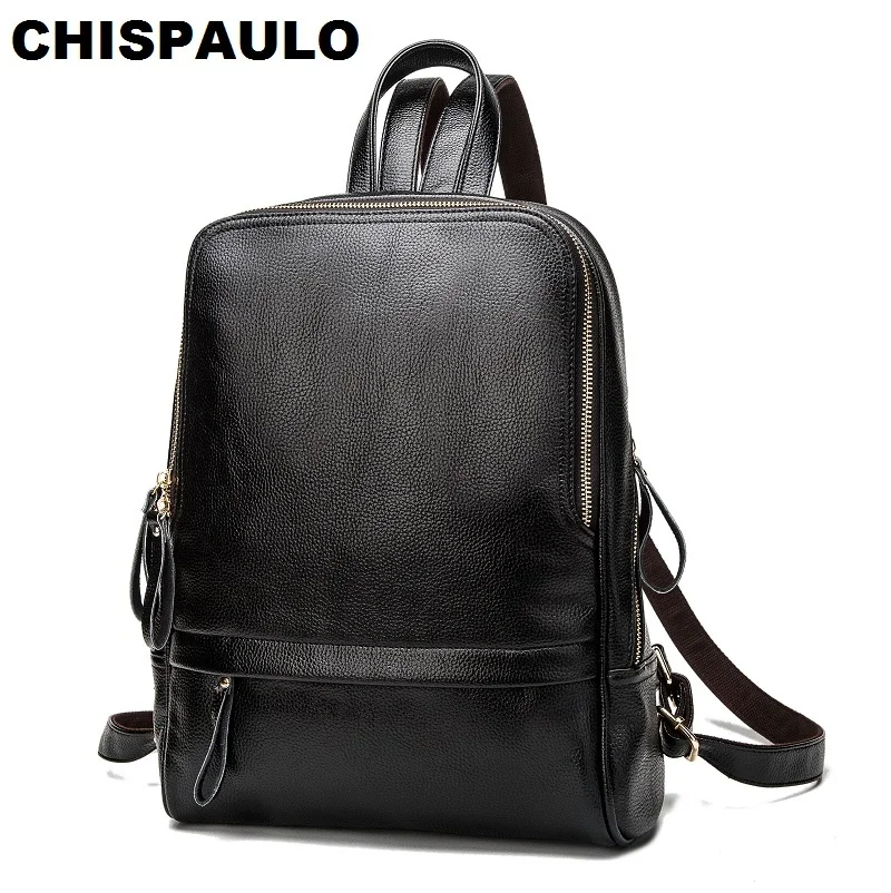 CHISPAULO Fashion Women Genuine Leather Kanken Backpacks For Teenage Girls School Bags Laptop Travel Women s