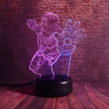

Floating Iron Man Figurines Model 3D Nightlight Visual Illusion LED Mixed Color Light Desk Lamp Avengers Iron Man Figuras Toys