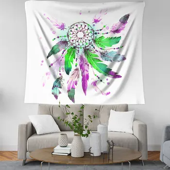 

Large Watercolor Tapestry dream catcher Feathers Wall Hanging Bohemian Decorative Tapestry Throw Beach Towel Wall Carpet