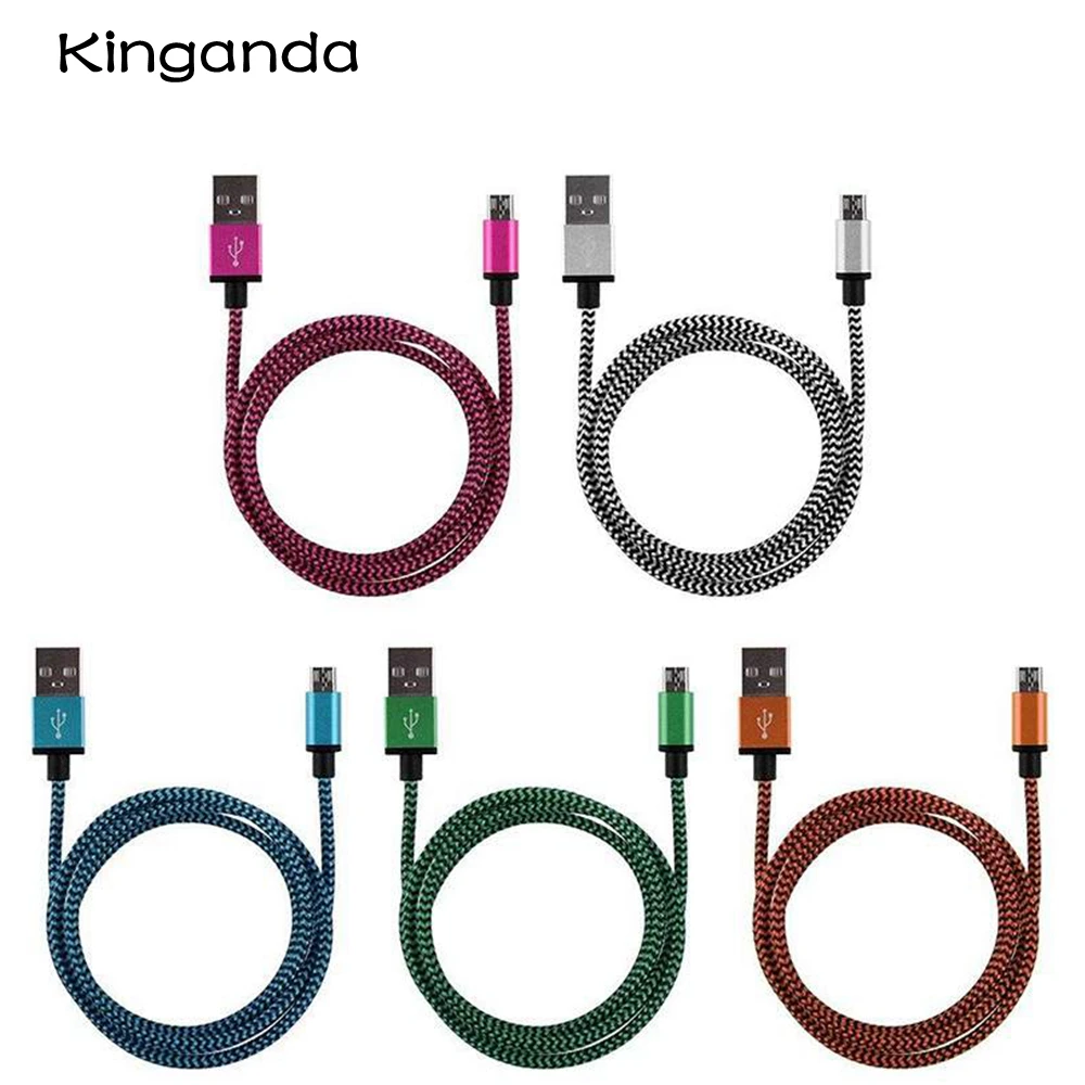 1m Nylon Braided Micro USB Cable Fast Quick Charge Data Sync Cable Charging Cables Micro USB