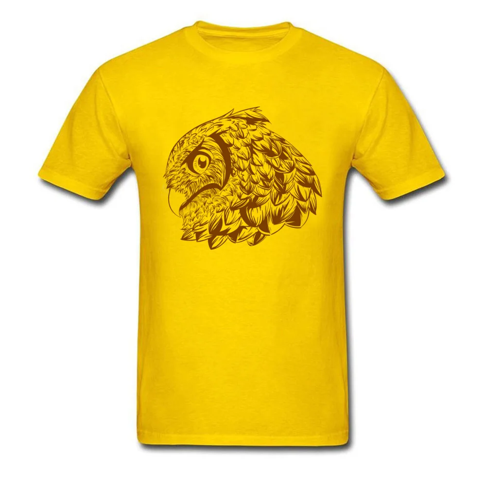 Print OWL Summer Short Sleeve NEW YEAR DAY Tops Shirt Special Crew Neck 100% Cotton Fabric Tee-Shirt Boy T Shirts OWL yellow