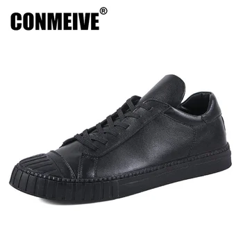

Hot Sale Casual Men Shoes Genuine Leather Cow Soft Mens Brand Flat Black Leisure Superstar Handmade Flats Male Shoe Authentic
