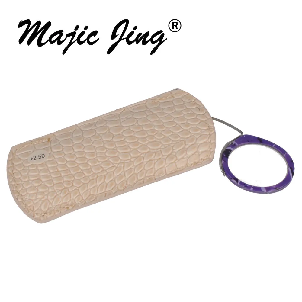 Magic Jing фиолетовый цвет полный обод компактные очки для чтения+ 100~ 400 с кожаным чехлом