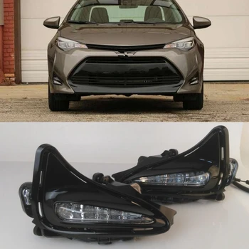 

Car Flashing 1set 12V LED LED DRL Daytime Running Light Daylight Waterproof Fog Lamp Cover For Toyota Corolla US Version 2017