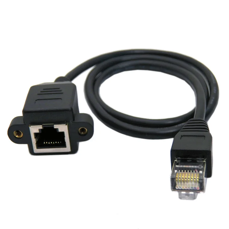 

CY 30cm 8P8C FTP STP UTP Cat 5e Male to Female Lan Ethernet Network Extension Cable with Panel Mount Holes