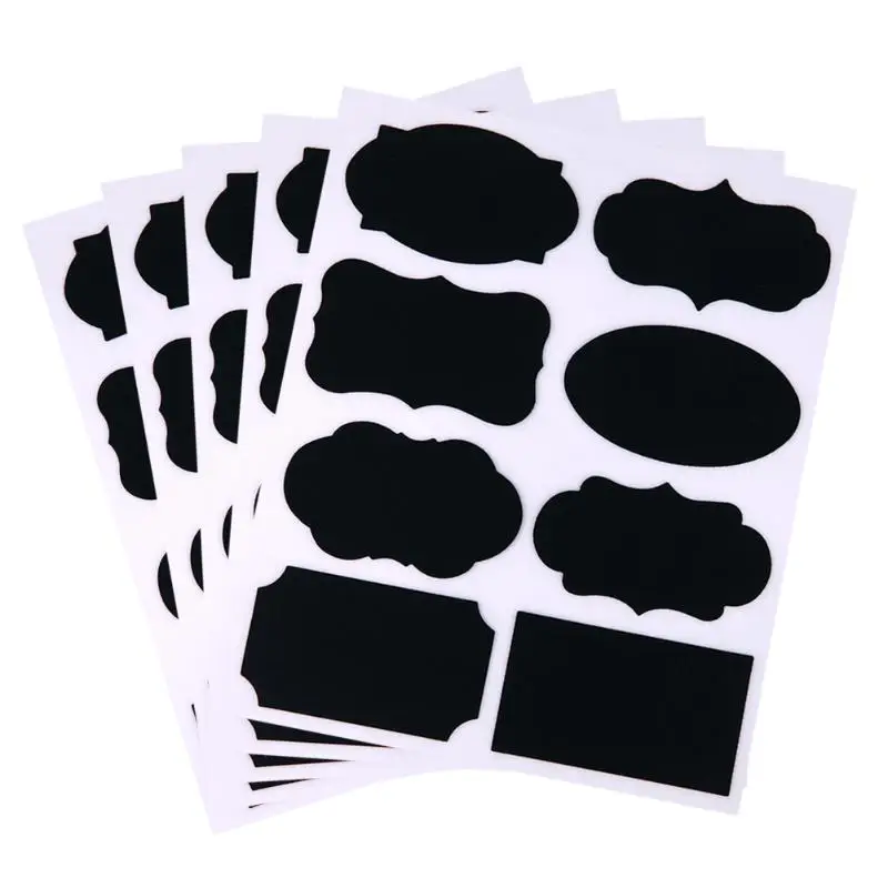 40Pcs font b PET b font Chalkboard Label Sticker Black Board Adesivos Kitchen Jar Blackboard Decoration
