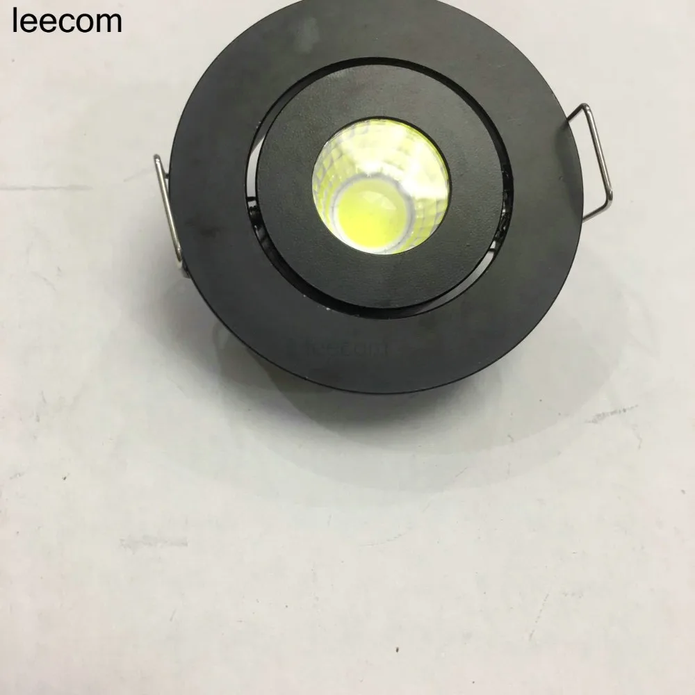 

20pcs/lot Small Recessed Downlights 52mm LED Light Fixtures Round Black COB 3W + Driver 3000k-6000K White