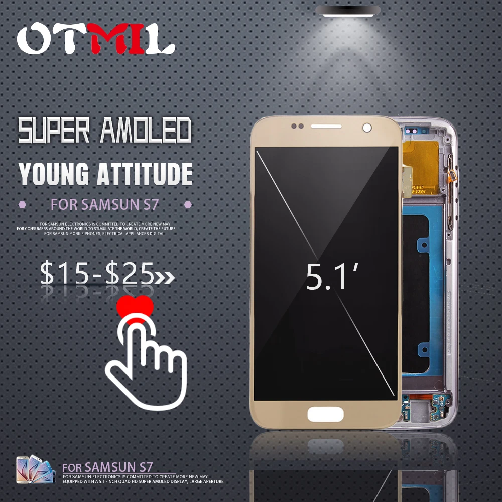 

5.1" 98% Super AMOLED For SAMSUNG GALAXY S7 G930A G930F SM-G930F LCD Display Touch Screen Digitizer with Frame For S7 Screen#1