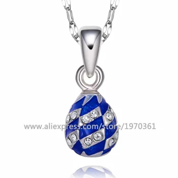 

Mini Size Enamel HandMade Vintage Egg Pendant Charms Crystal Rhinestone Choker Necklaces Piercing Gift To Women Christmas Gift
