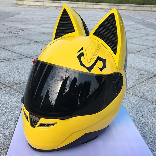 Мотоциклетный летний сезон для мужчин и женщин, противотуманный шлем для кроссовых автомобилей, модный шлем с кошачьими ушками - Цвет: 2