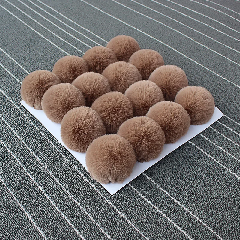 8cm DIY 16pcs Cute Faux Rex Fur Pom Poms Pompom for Winter Kids Knitting Hats Beanies Cap Keychain Accessories
