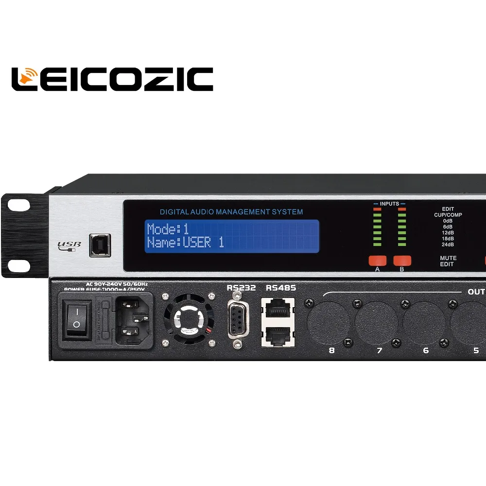 US $205.00 Leicozic DANTE 24 Professional Digital Loudspeaker Processor 2in4out Pro Audio Dj Equipment Software Control Processador AC220V