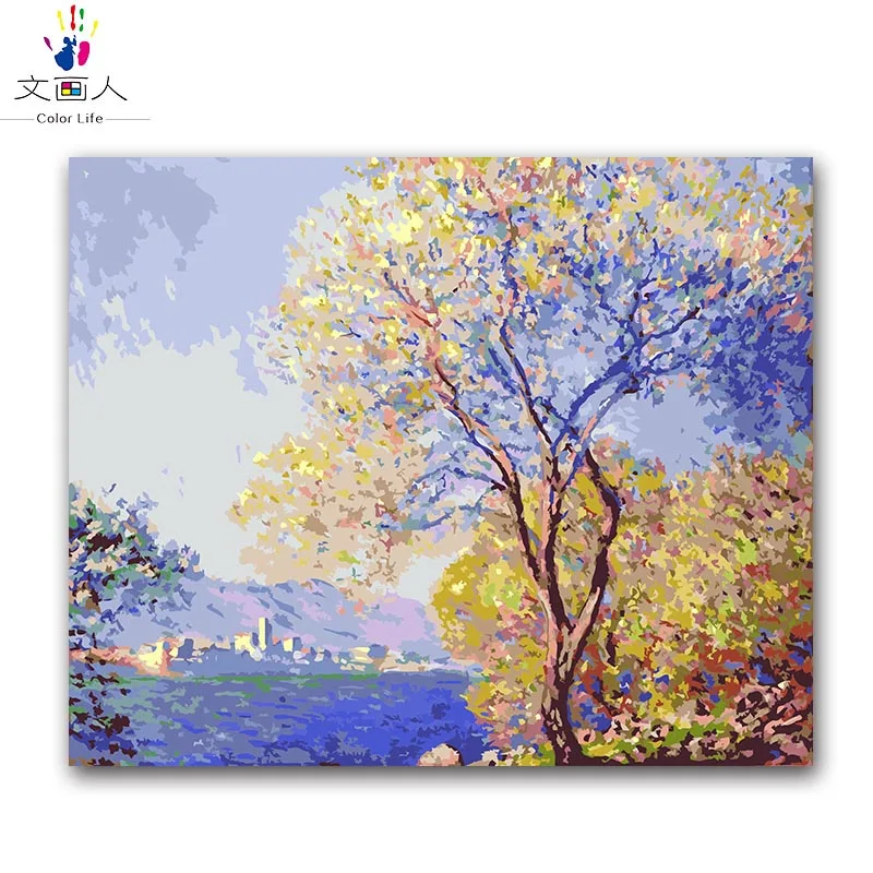 

Paints by numbers Monet's paintings"morning of antibes"picture painting coloring by numbers with colors for adult for hoom decor