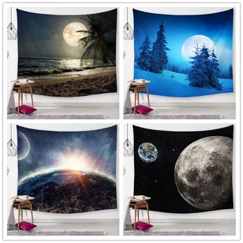 

Moon Scenery Chic Bohemia Mandala Floral Carpet Wall Hanging Tapestry For Wall Decoration Fashion Tribe Style
