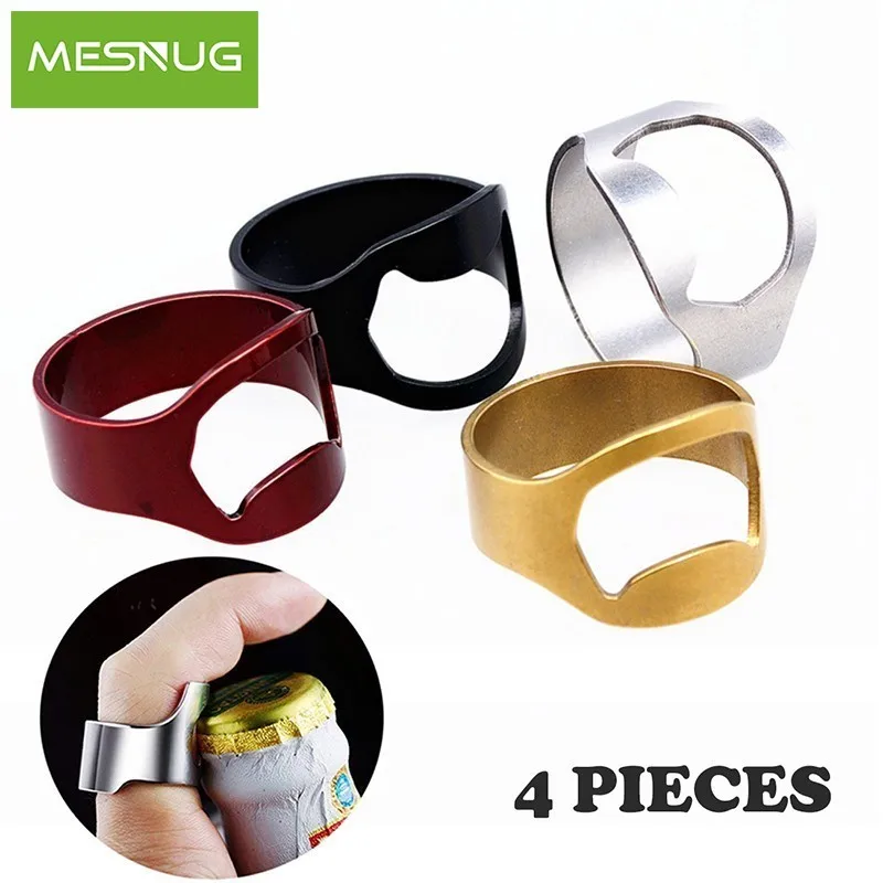 

MESNUG Fashion Colored 4 Pieces Ring Bottle Opener Stainless Steel Durable Easy Open Beer Opener Accessories Easy To Carry