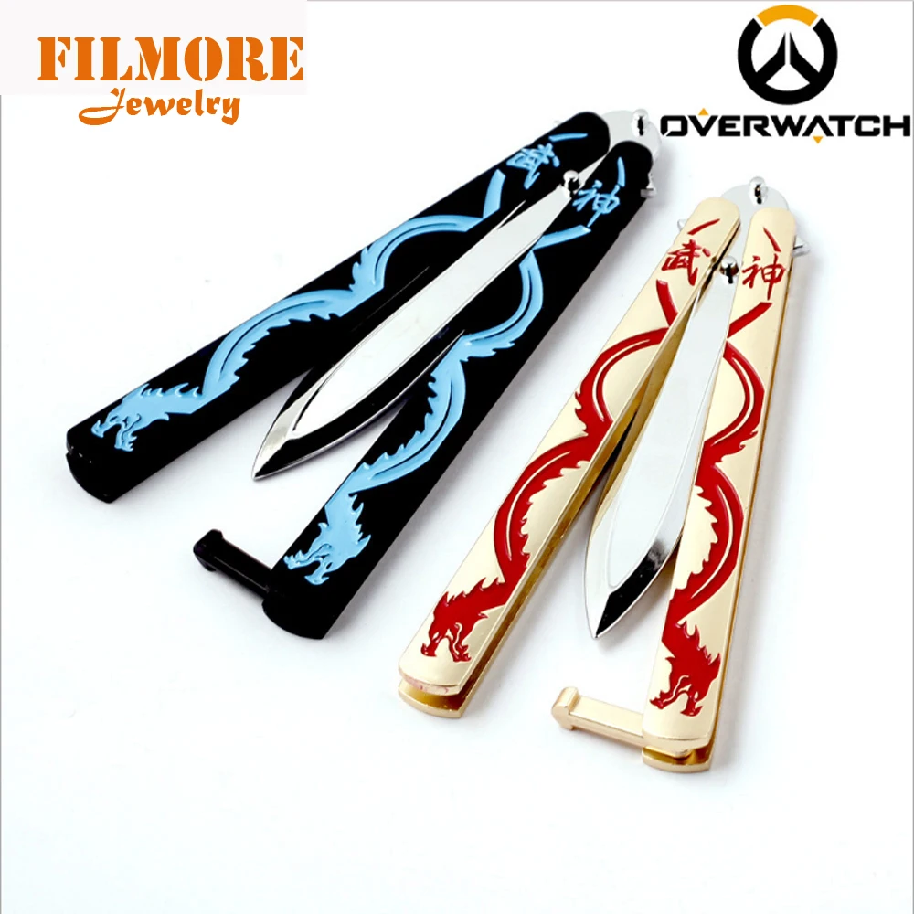 

21cm Hot Game Overwatch Weapon Model Sword Keychain Genji Hanzo Charm Keyring Pendant Key Chain for Man Charm Gift Drop-shipping