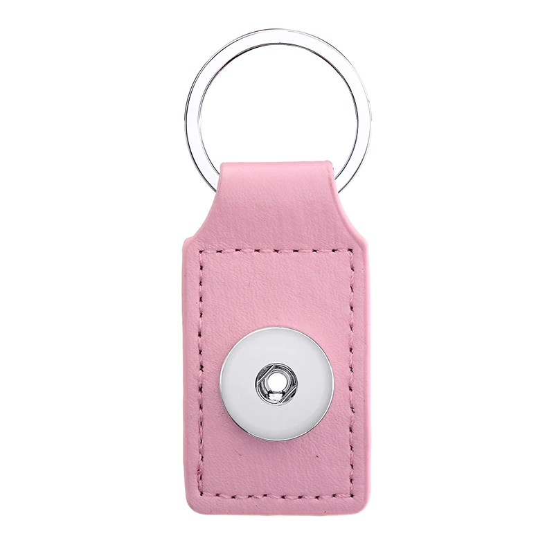 Customizable Leather Snap Keychain - Holds 3 Interchangeable 18mm/20mm Charm Buttons, Ginger Snap Compatible