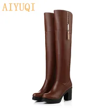 AIYUQI  Over The Knee Boots Women 2021 New Genuine Leather Women Platform Boots Fur Fashion Women Motorcycle Boots