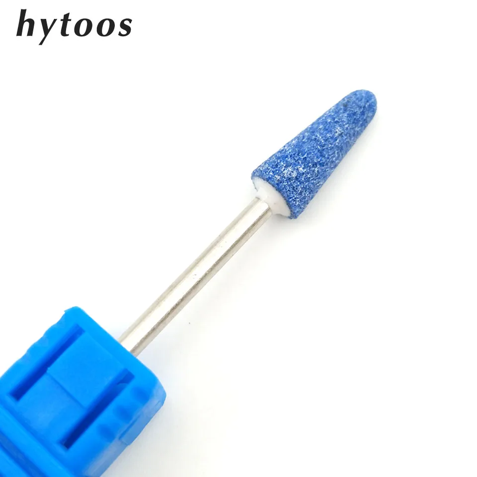 

HYTOOS Blue Corundum Cone Nail Drill Bit 3/32" Rotary Ceramic Stone Burr Manicure Electric Drill Accessory Nail Mills Tool