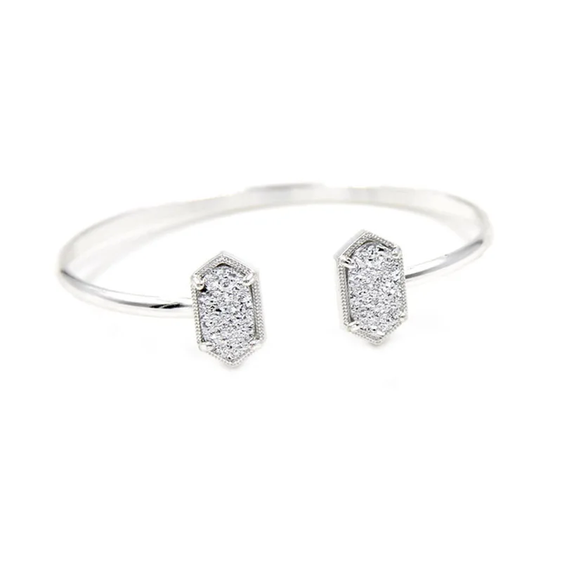 

Hot Sale Small Oval Druzy Stone Bracelets For Women Gift Bangle Fashion Jewelry Wholesale