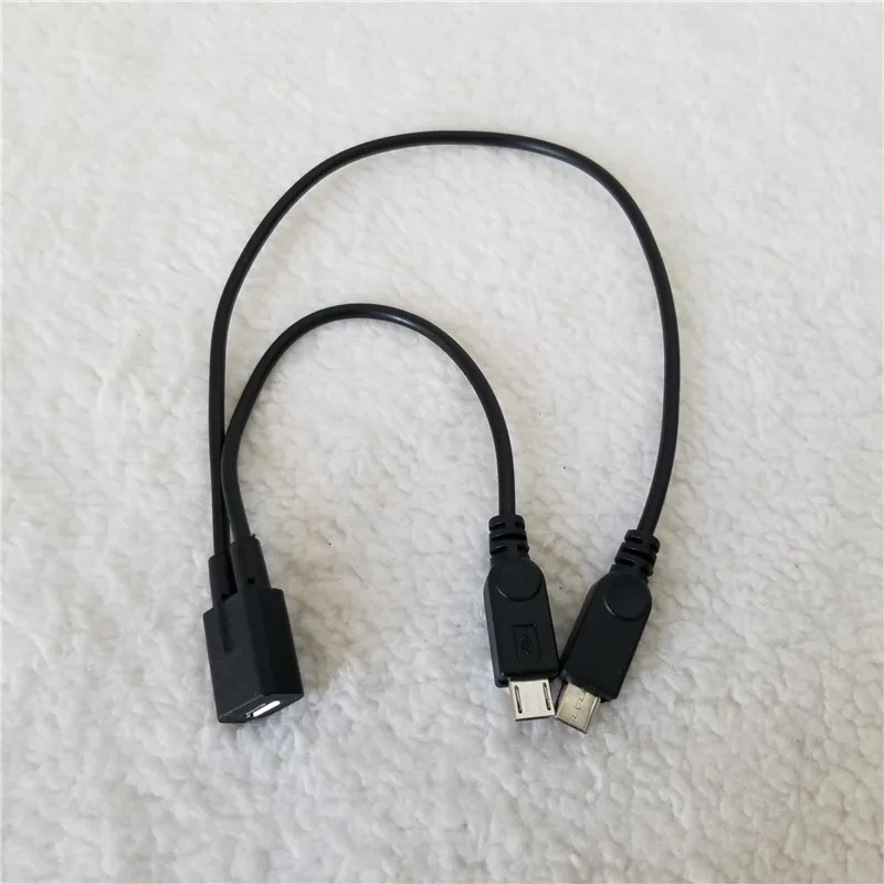 100 шт./лот Micro USB Женский к двойному штекеру Кабель адаптер от 1 до 2 разветвитель