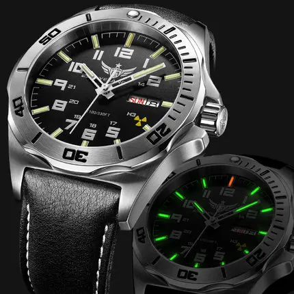 YELANG V1019 мужские стальные Водонепроницаемые 100 м Тритий Светящиеся с двойным календарем деловые автоматические механические наручные часы - Цвет: black leather green