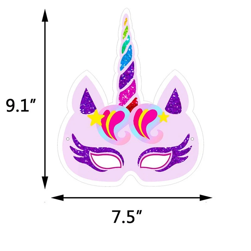 12 пар/уп. 12 масок и 12 канатов Радужный Единорог бумажные маски дети день рождения Единорог Вечеринка предложение Свадьба украшения для