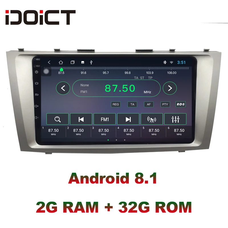 IDOICT Android 8.1 IPS Screen 2G+32G 8 CORE Car DVD Player GPS Navigation Multimedia For Toyota Camry Radio 2006-2011