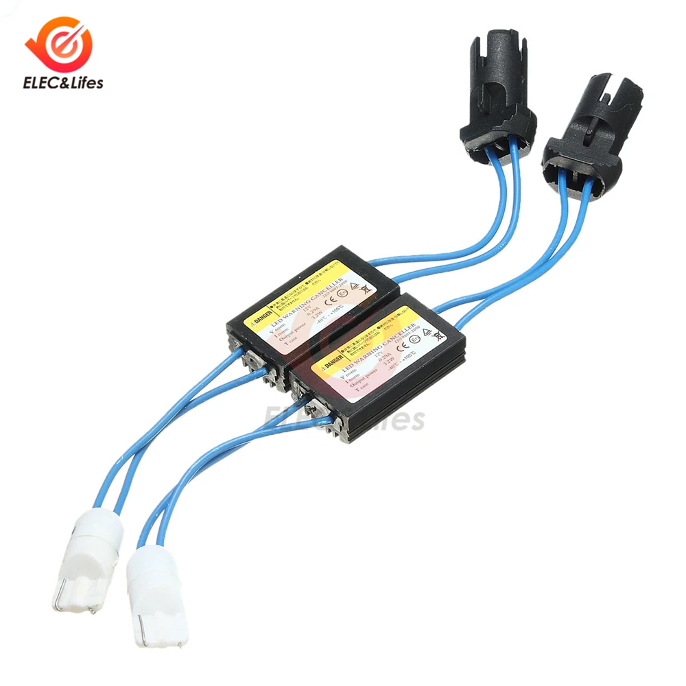 

2Pcs 12V LED Load Resistor Warning Decoder Canceller 501 T10 W5W 192 168 Auto Car Lights NO Error Canbus Cable OCB Load Resistor