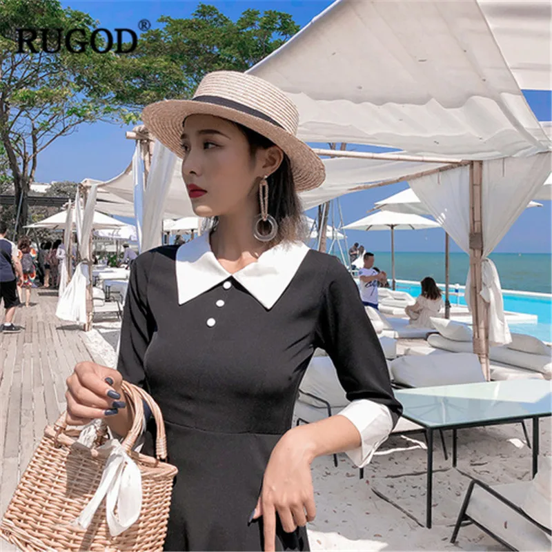 RUGOD Новинка года женское платье Элегантный Винтаж нагрудные боты bodycon Офис Женская одежда сезон весна лето Модные женские туфли vestido