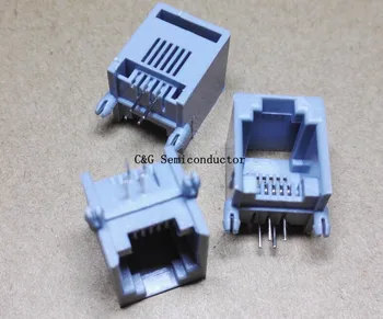 

100PCS RJ11 6P6C 6P4C Modular Jack Network Socket, 4 Pin, 90 Degree Curved Needle Welded Type, With Side