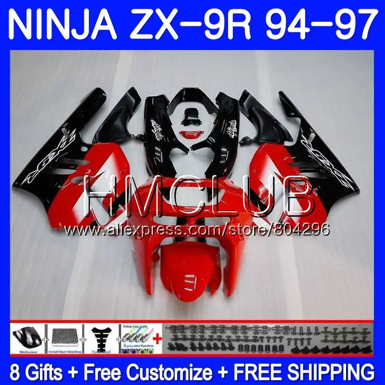 

Bodys For KAWASAKI NINJA ZX900 ZX-9R 94 95 96 97 46HM.8 Factory red ZX 9 R 94 97 ZX 9R 900CC ZX9R 1994 1995 1996 1997 Fairing