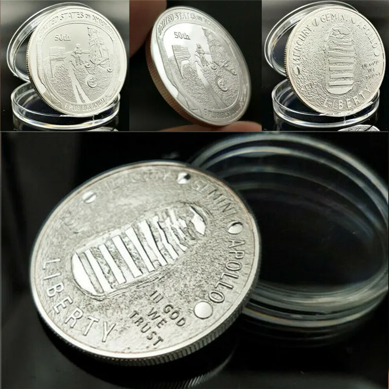

2019 50th Anniversary Apollo 11 Moon Landing Silver Commemorative Coin Gift