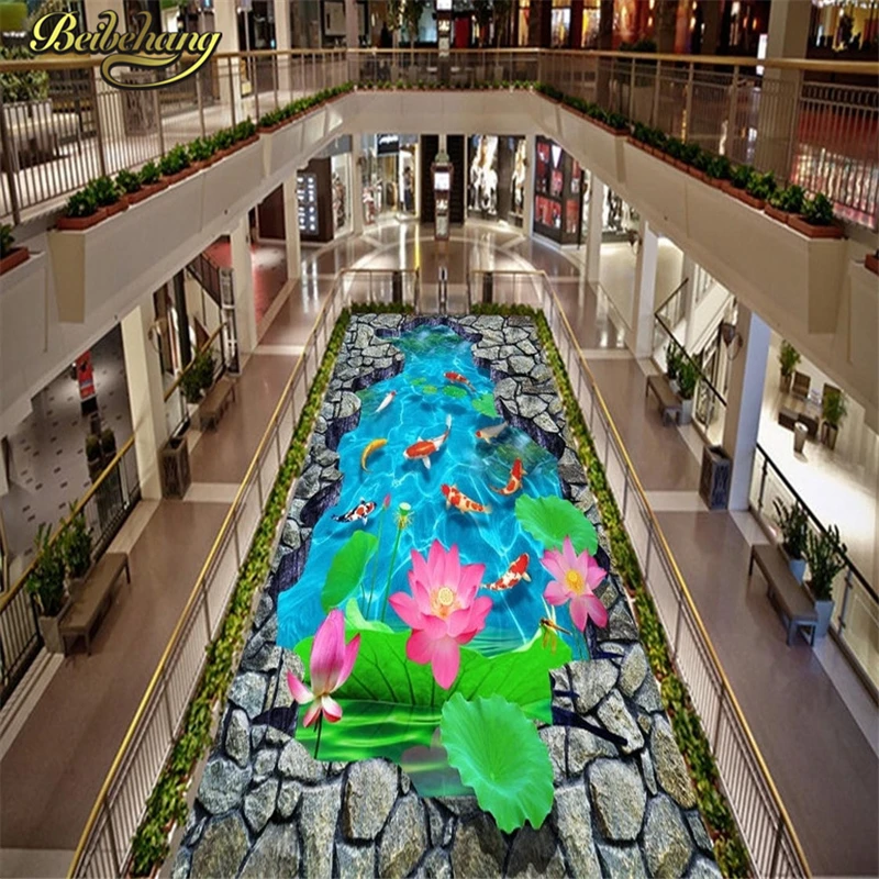 beibehang Custom papel parede 3D Photo Wallpaper Bathroom Living Room Bedroom PVC Floor Sticker Wallpaper Mural contact-paper