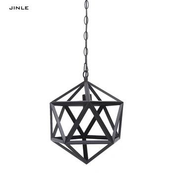 

2017 Luminaire Jinle Vintage Iron Rhombus Shape Pendant Light Metal Lamp Shade Droplight Indoor E27 Led 3000k Source Hanging