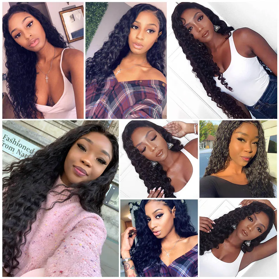 AngelGrace Hair Water Wave Bundles With Closure Remy Human Hair 3 Bundles With Closure Brazilian Hair Weave Bundles With Closure
